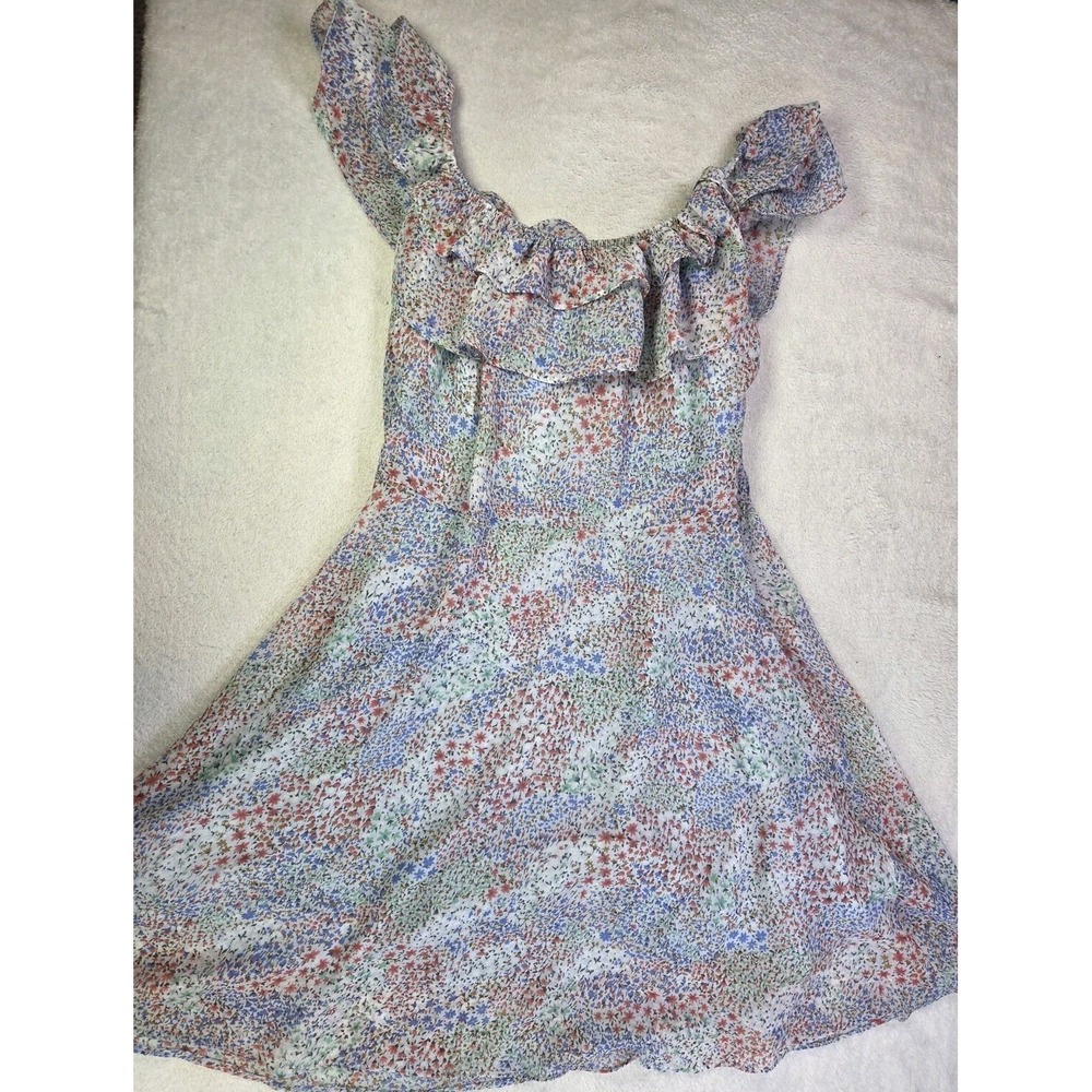 Lulus Navy Floral Off Shoulder Dress Medium Romantic Spring Mini